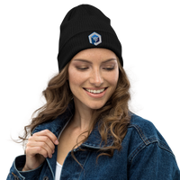 Organic Ribbed Beanie<br>[Blue/White Logo]<br>Designed by richhaydock