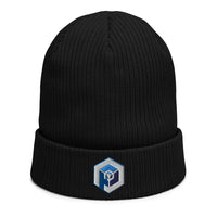 Organic Ribbed Beanie<br>[Blue/White Logo]<br>Designed by richhaydock