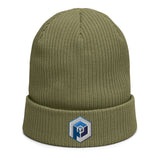 Organic Ribbed Beanie<br>[Blue/White Logo]<br>Designed by richhaydock