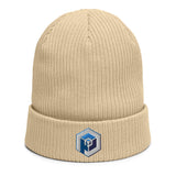 Organic Ribbed Beanie<br>[Blue/White Logo]<br>Designed by richhaydock