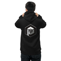 Unisex Eco Hoodie - Pullover <br>[White Hexapod & White Logo]